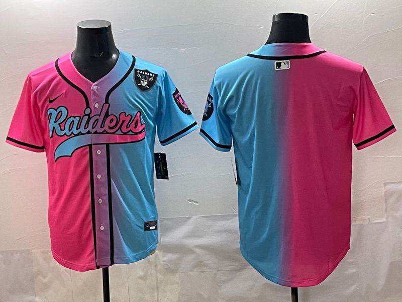 Men 2025 Oakland Raiders Blank Blue pink Nike Limited NFL Jersey style 002